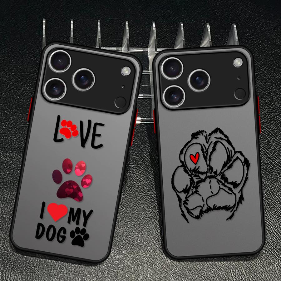 Mini Pc Case - iPhone 17 Pro Max、15、14、16 Plus、17e、Air、13 Mini、12、11、7、8、SE、XS、XR対応ケース、背面カバー、子犬の足跡柄