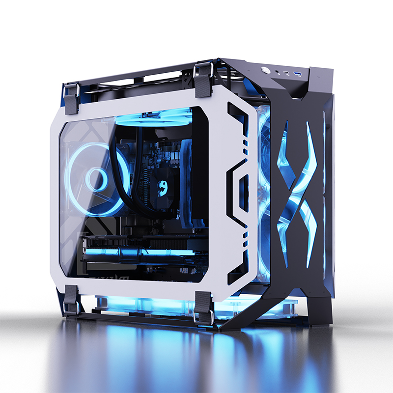 Case Fans - Lovingcool新デザインオープンスタイルゲーミングシャーシ強化ガラスMicro ATX Mini ITX対応コンピューターRGBケースデスクトップPCケース（ファン付き）
