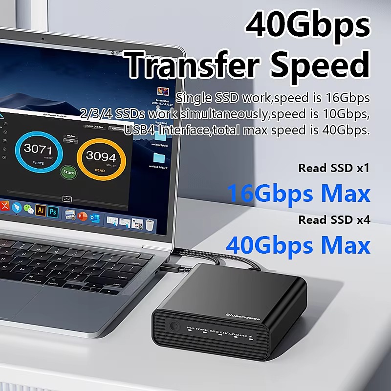 アルミニウム製M2 4ベイUSB4外付けNVME SSDエン - Case Fans のレビューと価格